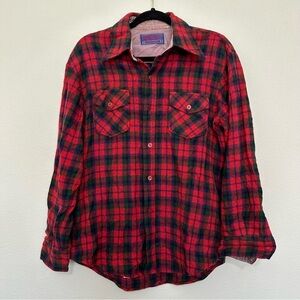 Ponderosa men’s vintage wool blend plaid button up shirt  L large Yellowstone